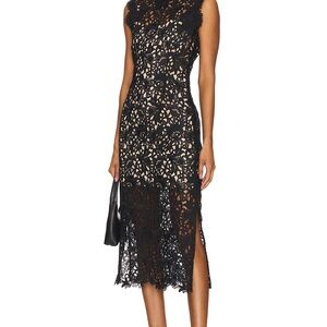 Generation Love Black Floral Lace Midi Dress